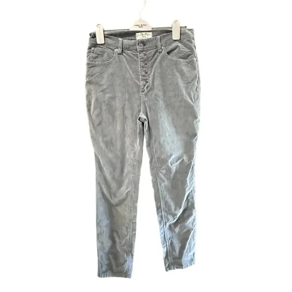 We The Free Women Gray Straight Leg Belt Looped Button Fly Corduroy Pant Size 30 - Picture 1 of 10